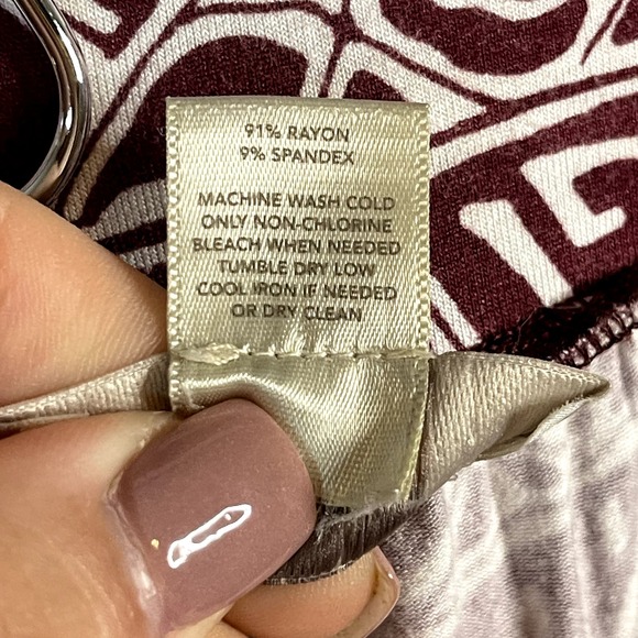 LOFT Womens Maroon and White Boho Geometric Leaf Print Maxi Skirt Size Medium - Picture 5 of 5